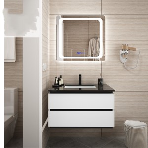 Ensemble d'armoires de salle de bain combinaison de vanité de salle de bain simple moderne en bois massif double vasque lavabo en marbre armoire de lavabo #0167