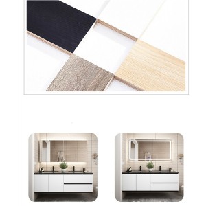 Kombinim i dollapëve të banjës Kombinim i thjeshtë dhe modern i lavazhit prej druri të ngurtë me legen mermeri të dyfishtë #0167