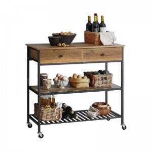 Kitchen Removable Storage Side Table na may mga Drawers at Shelves 0630