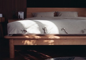 Svart Balnöt Körsbärsträ stock Master Bedroom Tatami Helt massivt trä Nordiska japanska möbler Dubbelsäng 0022