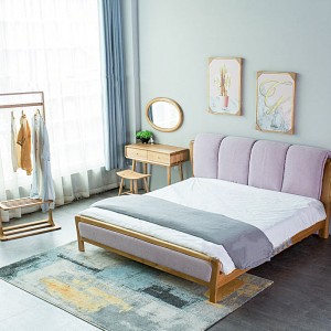 Nordic Modern Homestay Rental Room Solid Wood Master Bedroom Double Bed 0280