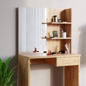 Едноставна дрвена маса за домаќинство со огледало 0626