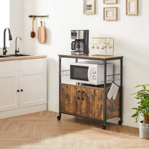 Деревенские коричневые и черные кухонные шкафы для хранения с дверцами 0631