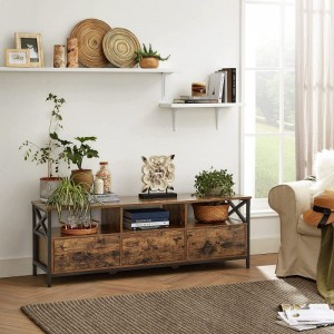 Rustic Brown Iron Wood Combined Vintage TV Cabinet 0638