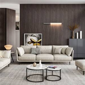 Malý byt severský taliansky minimalistický apartmán obývačka sedacia súprava 0427