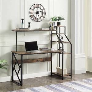 Writing Study Table with 5 Tier Bookshelves Multipurpose PC Workstation