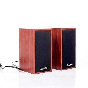 A pair of computer mobile multimedia speakers USB2.0 high-fidelity wooden subwoofer speakers