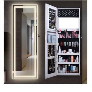 LED light full-length mirror home bedroom explosion-proof full-length mirror storage jewelry wall hanging paste dressing mirror whole body