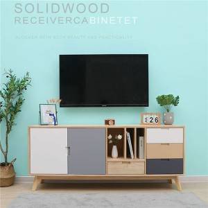 Скандинавский минималистский современный шкаф для телевизора из цельного дерева 0501