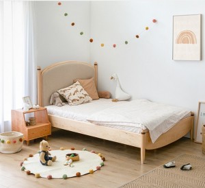 Північноамериканський чорний горіх, суцільне дерево, двоспальне нове китайське меблі, сучасне мінімалістичне двоспальне ліжко 0005