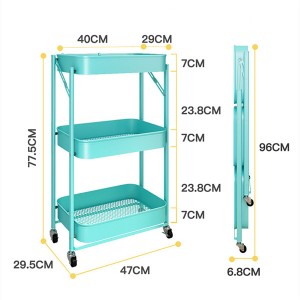 Trolley Kitchen Storage Rack Rolling Cart Utility Organizer movable shelf 0408