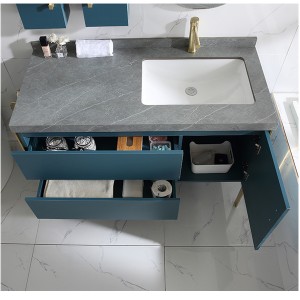 Rockboard Ljocht Lúkse Gouden Moderne Badkeamer Badkeamer Kabinet Vanity Sink Wask Wastafel Kabinet Bathroom Smart Mirror Cabinet#0156