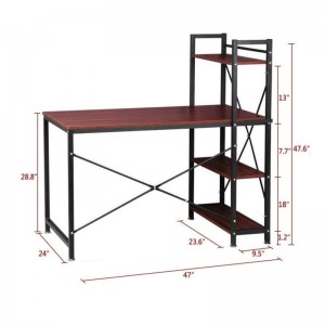 Simple and Practical Home Wrought Iron Desk with Storage Shelf 0307