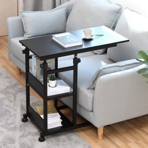 Side Tables on Wheels with Height-adjustable Storage Shelves in The Living Room and Bedroom 0326