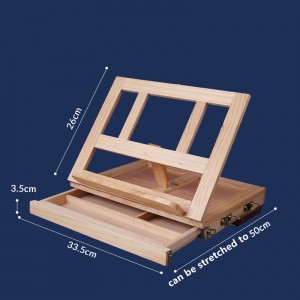 Sketch Drawing Drawer Table Top Pine Folding Easel 0409