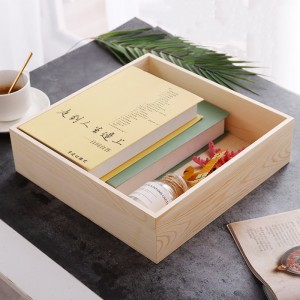 Customizable Pine Wood Coverless Gift Storage Box 0430