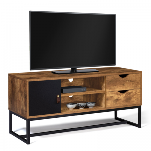 Moble de TV de madeira de aceiro e madeira de dobre cor de estilo industrial con caixóns 0370