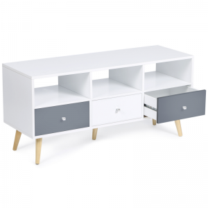 Meuble TV en bois minimaliste nordique avec tiroirs et compartiments de rangement 0374
