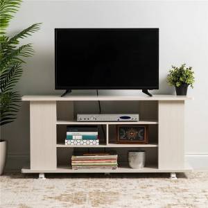 Malaking TV Stand cabinet na may Wheels in White cabinet 0461