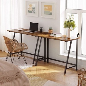 Industrial Style Simple Home Office Retro Brown Black Office Computer Desk 0625