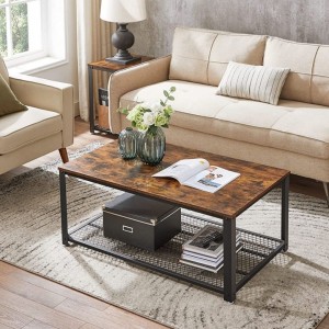 Retro Stable sy Adjustable Foot Design Metal Frame Coffee Table 0637