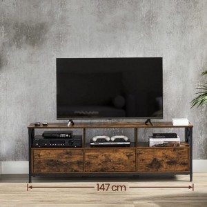Rustikalna rjava kombinirana vintage TV omarica iz železa in lesa 0638