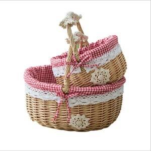 Плетена кошница, ръчно плетена кошница, преносима кошница за плодове, кошница за съхранение от ратан, кошница за пикник