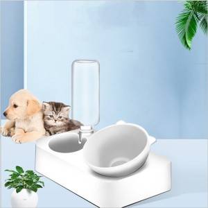 Cat bowl double bowl automatic drinking dog bowl Cat dog food bowl transparent pet bowl