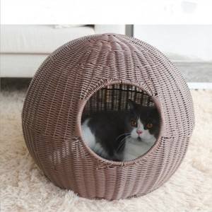 ຂີ້ເຫຍື້ອແມວທີ່ຖອດອອກໄດ້ແລະລ້າງອອກໄດ້ສີ່ລະດູການ enclosed kennel ແລະ breathable cat kennel Handmade rattan woven litter cat