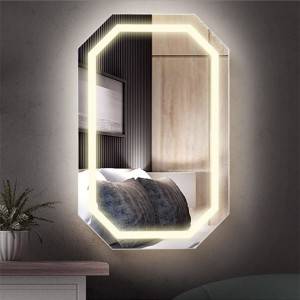 Treo gương trang điểm hộ gia đình đèn LED thông minh tủ trang sức cổ vân gỗ phòng ngủ lưu trữ tủ gương nhỏ