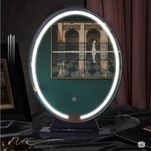 Round vanity mirror HD desktop desktop bedroom dengan led light vanity mirror