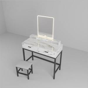 Meikkipöytä marmorinen massiivipuinen peilipöytä led-valolla meikkipeilillä