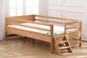 Nordic Simple Modern Children′s One-Meter Red Oak Guardrail Stitching Baby Solid Wood Bed 0004