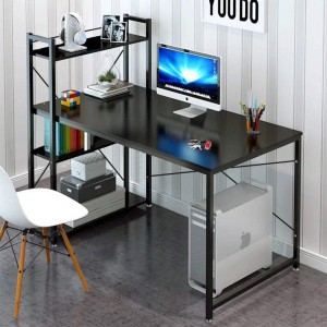 Simple at Praktikal na Home Wrought Iron Desk na may Storage Shelf 0307