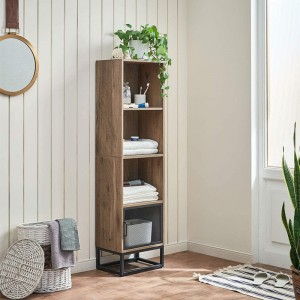 Home Office Iron Wood Combined Wooden Four-Layer Bookshelf 0388