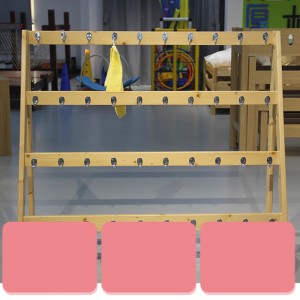 Kindergarten Pine Wood Rack Xugamani tat-Tfal b'Ganċ Stainless Steel 0405