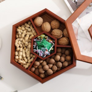 Caixa de almacenamento de doces de madeira maciza de piñeiro chinés creativo 0423