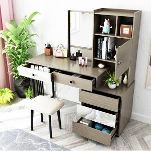 Nordic Dressing Table Bedroom Small Apartment Dressing Table Stool Combination Classical Plate Dressing Table Economical Table 0005