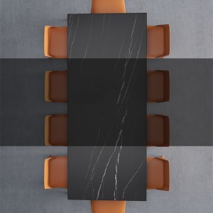 Nordijska minimalistična pravokotna plošča iz kamna za gospodinjstvo, luksuzna jedilna miza 0275