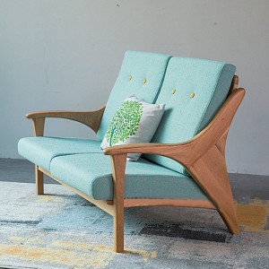 Nordic Minimalist Living Room Solid Wood Corner Combination Fabric Sofa 0284