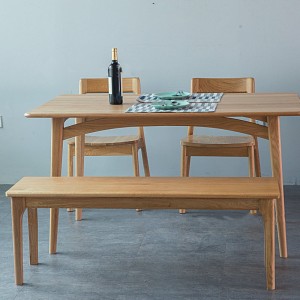 Nordic Solid Wood Round Leg Rumah Tangga Rectangular Dining Table 0283