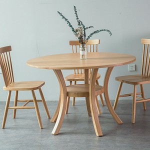 I-Nordic Minimalist yasekuqaleni ye-Solid Wood Home enezitulo ezi-6 eziRound Dining Table 0288