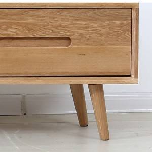 သေးငယ်သော အဖြူရောင် Oak Solid Wood Retractable TV Stand#0016
