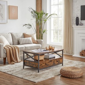 Домашній журнальний столик у вітальні в промисловому стилі в стилі ретро коричневого кольору 0622