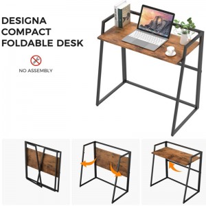 Hjemmefoldbart enkelt stål-træ kombineret lille skrivebord 0329