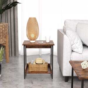 Simple Living Room Sofa Small Iron Wood Storage Side Table 0392