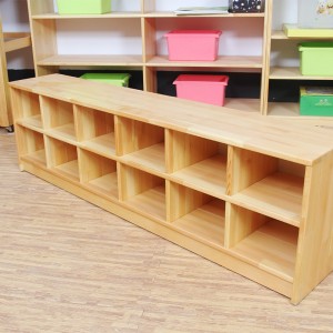 Kindergarten Solid Pine Wood Children Shoe Storage Cabinet 0402
