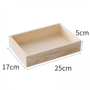 Prilagodljiva darilna škatla za shranjevanje brez pokrova iz borovega lesa 0430
