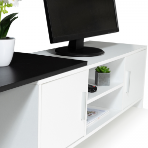 Nordic Minimalist Retractable Black and White TV Cabinet 0372