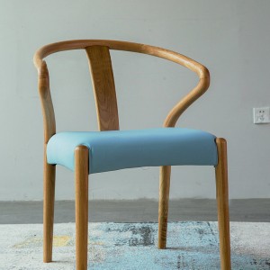 Nordic Style Imba Yekudyira Kamuri Yakasimba Wood Leisure Dining Chair ine Backrest 0257